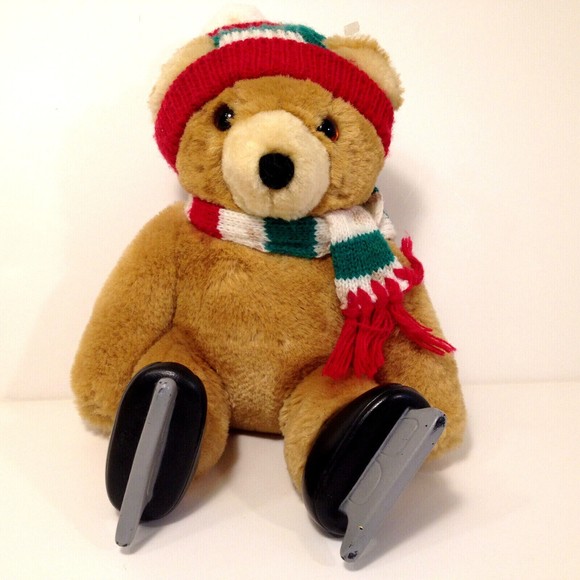Vintage Dakin Ker-Plunk Holiday Ice Skating 9" Teddy Bear 1986 - Picture 1 of 11